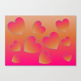 Heartfelt in Coral and Hot Pink Canvas Print
