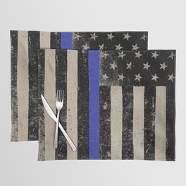 Thin Blue Line Police Flag First Responder USA Hero Placemat