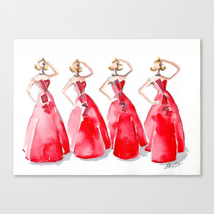 Rouge on the Runway Fashion Illustration Canvas Print