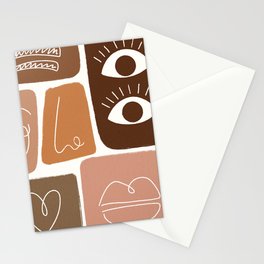 Abstract Face Contemporary Earthy Tones Stationery Card