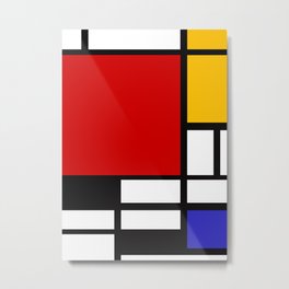 Piet Mondrian - Composition with Red, Yellow, and Blue 1942 Artwork Metal Print | Curated, 20Th, Colorful, Graphicdesign, Modern, Modernism, Squares, Century, Pmondrian, Artist 