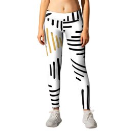 Simple Geometric Zig Zag Pattern - Black Gold White - Mix & Match with Simplicity of life Leggings