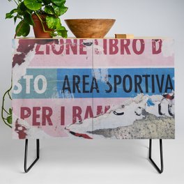 Urban Poster Art Torn Paper in the Streets of Fruges Italy Credenza
