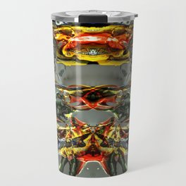 A reflection colorful of beer can in a mirror foil. It looks nice and some can see ...   Travel Mug