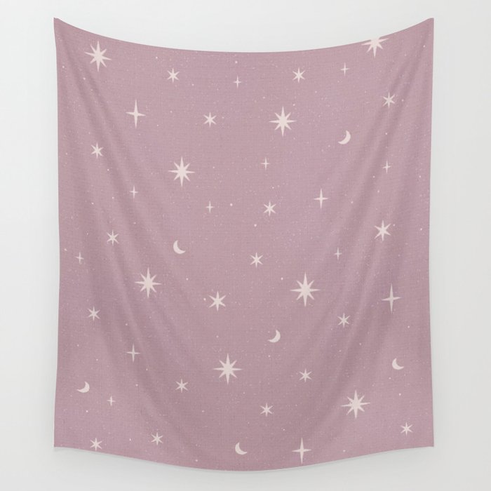 Starry night pattern Burnished Lilac Wall Tapestry