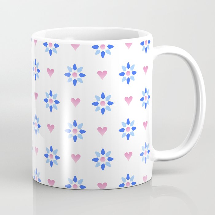 Flower and heart 8 pink and blue Coffee Mug