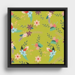 Spring Floral Pattern Framed Canvas