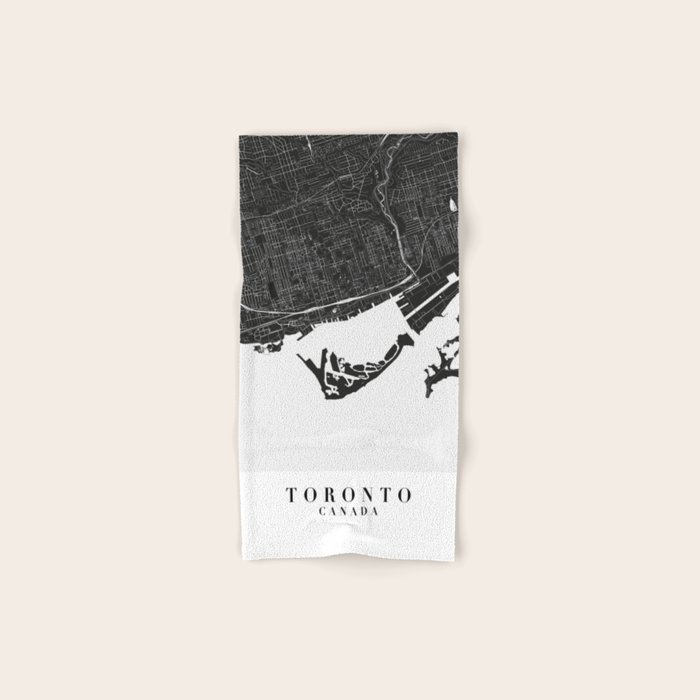 Toronto Canada Minimal Black Mono Street Map Hand & Bath Towel by
