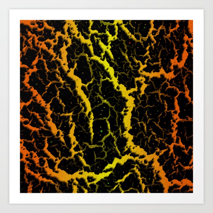 Cracked Space Lava - Orange/Yellow Art Print