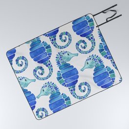 Seahorse - Blue  Picnic Blanket