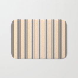 [ Thumbnail: Bisque and Gray Colored Lines Pattern Bath Mat ]