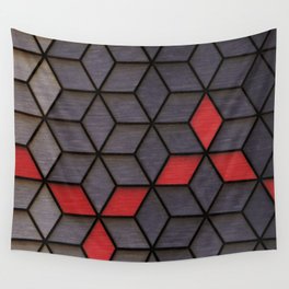 Grey Black Red Cubes Wall Tapestry
