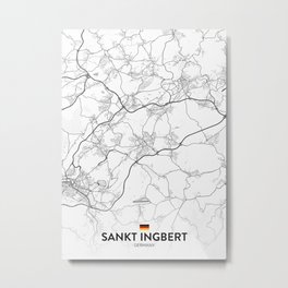 Sankt Ingbert, Germany - Light City Map Metal Print