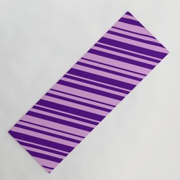 [ Thumbnail: Plum and Indigo Colored Lines/Stripes Pattern Yoga Mat ]