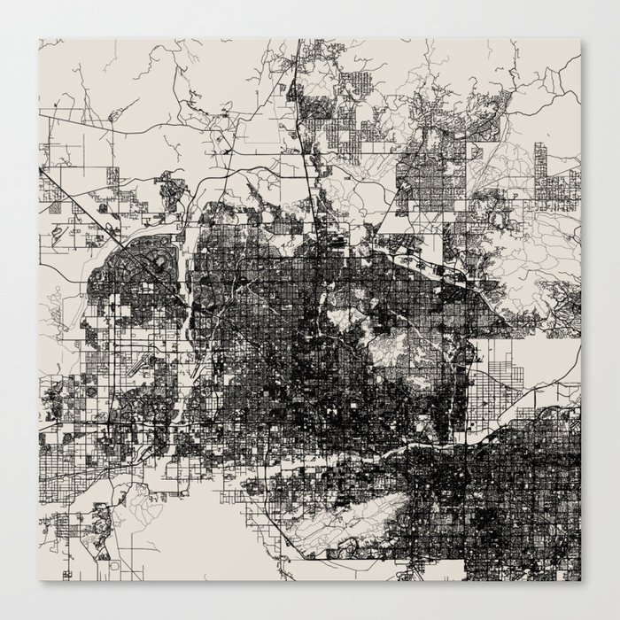 PHOENIX USA - black and white city map Canvas Print