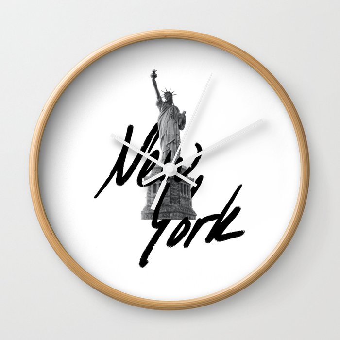 New York - Stature of Liberty - Hand-painted Wall Clock