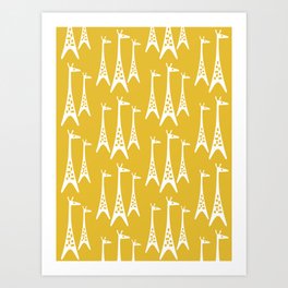 Mid Century Modern Giraffe Pattern 221 Mustard Yellow Art Print
