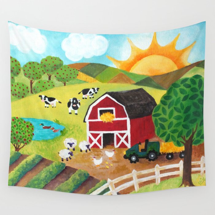 Daybreak on the Farm Wall Tapestry