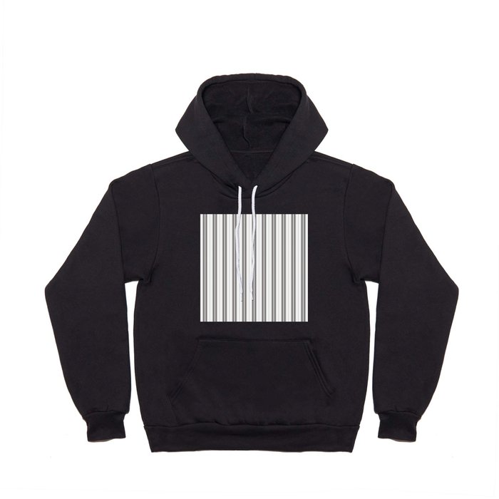Charcoal Grey and White Vertical Vintage American Country Cabin Ticking Stripe Hoody