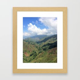 Sunny Valley View In The Mountains of Haiti Framed Art Print