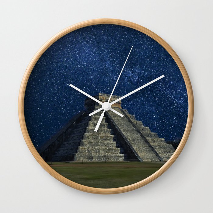 Mexico Photography - The Famous Ancient Building Under The Night Sky Wall Clock
