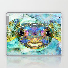 Smile - Colorful Happy Puffer Fish Art Laptop Skin