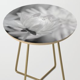 Silver Grey Dahlia in Black And White Side Table