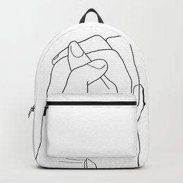Never Let Me Go II Backpack | People, Blackandwhite, Happiness, Linedrawings, Minimalist, Holding, Drawing, Hands, Hand, Two 