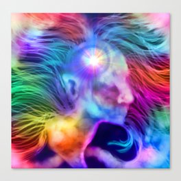 Psychedelic Rainbow Woman Silhouette Canvas Print