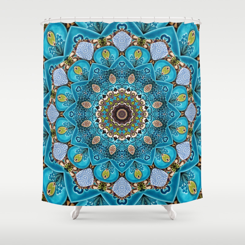 Caribbean Blue Mandala 2 Shower Curtain By Bronysstudioandshop