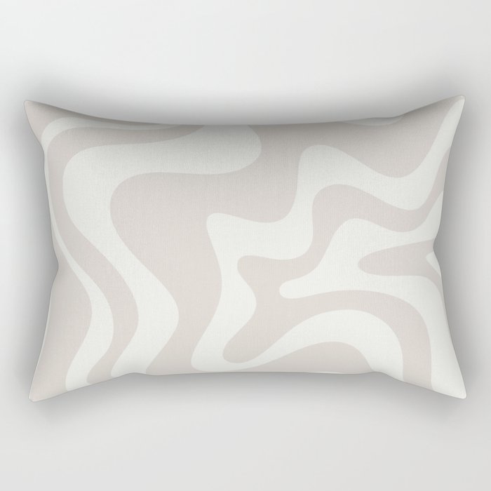 Liquid Swirl Contemporary Abstract Pattern in Mushroom Cream Rectangular Pillow