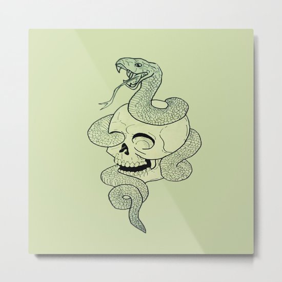 Skull Snake Metal Print