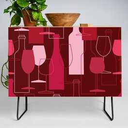 Red Wine Bottle Glass Pattern Credenza