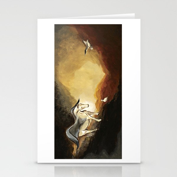 Winged horse with seagull - Silver Stream Children's Book illustration Stationery Cards