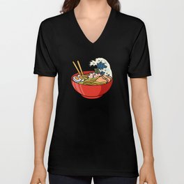 Ramen Noodles Kanagawa Japanese Wave Gift V Neck T Shirt