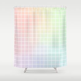 Kawaii Pastel Rainbow grid Cute Minimal Design Shower Curtain