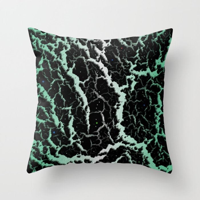 Cracked Space Lava - Mint/White Throw Pillow