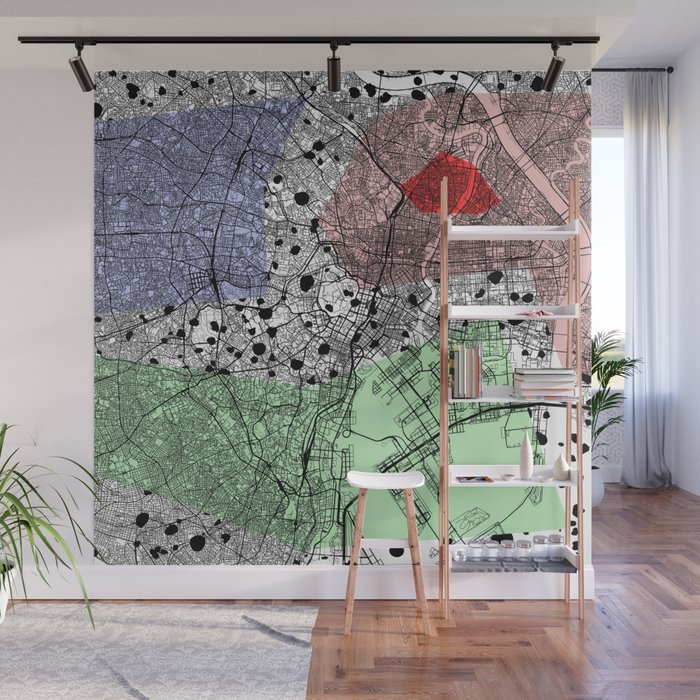 TOKYO Japan - collage city map Wall Mural