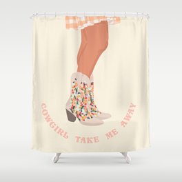 Cowgirl Take Me Away - Pink Shower Curtain