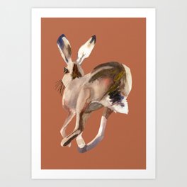 Hoppy Easter Art - Active Woodland Animals - Cute Bunny Hare - Easter decoration - wildlife painting Art Print