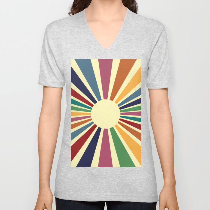 Sun Retro Art II V Neck T Shirt