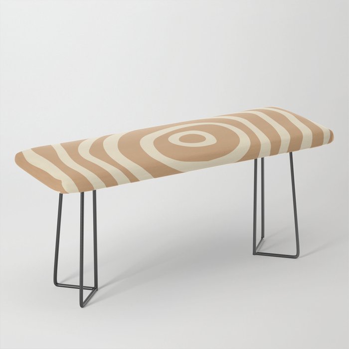 Mid Century Modern Abstract Spiral Art - Tan and Blanched Almond Bench