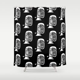 Tuba Pattern Black and White Shower Curtain