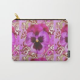   PINK PANSIES FLOWER GARDEN PATTERNS   Carry-All Pouch | Pansytapestry, Watercolor, Pattern, Vintage, Colored Pencil, Pansyrugs, Ink Pen, Purpleart, Pansymugs, Pansyart 