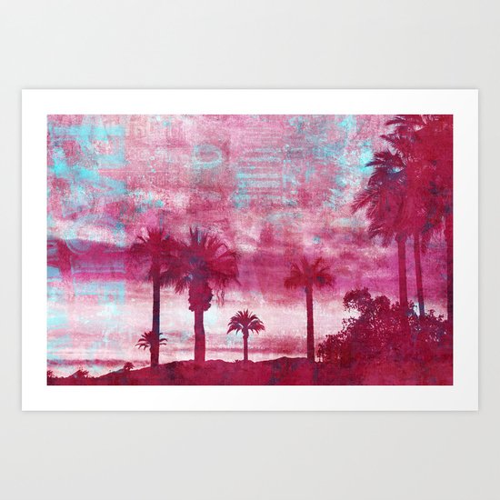Pacific Island Grunge Look Mixed Media Art Art Print