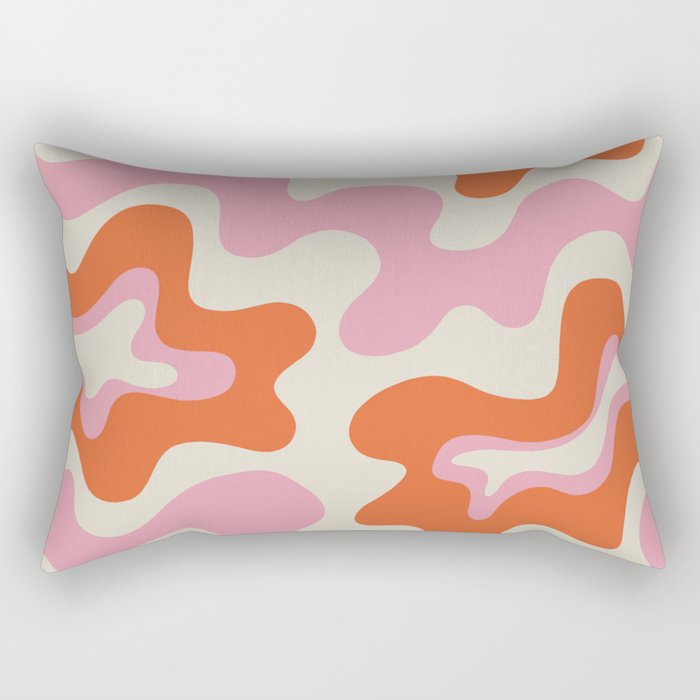 Pink and orange retro style liquid swirls Rectangular Pillow