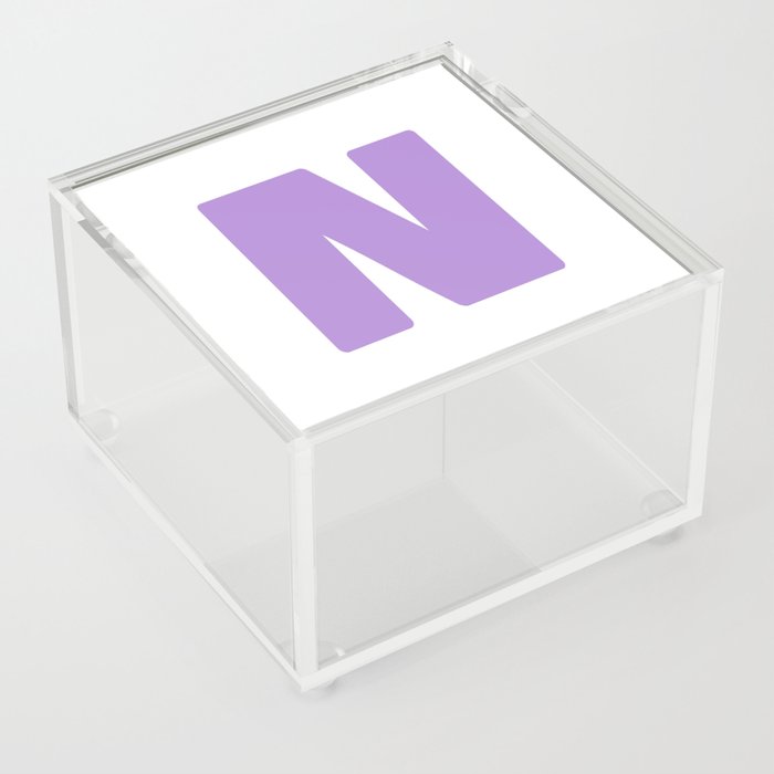 N (Lavender & White Letter) Acrylic Box