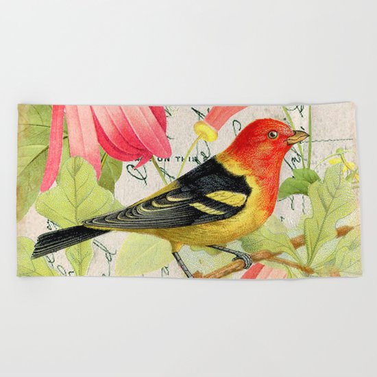 Vintage Bird #4 Beach Towel