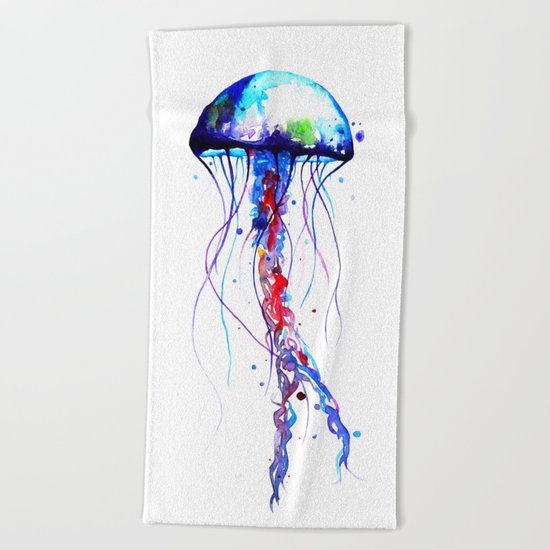 Jellyfish blue Beach Towel