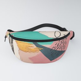 abstract collage with embroidery Fanny Pack